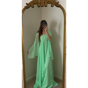 Vintage Y2K 90s Milano Green Flowy Drape Dress